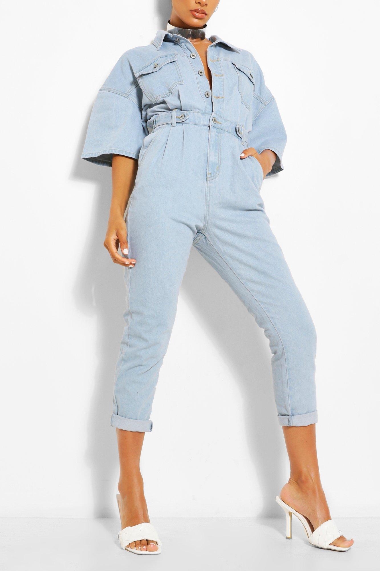 Denim store jumpsuit boohoo